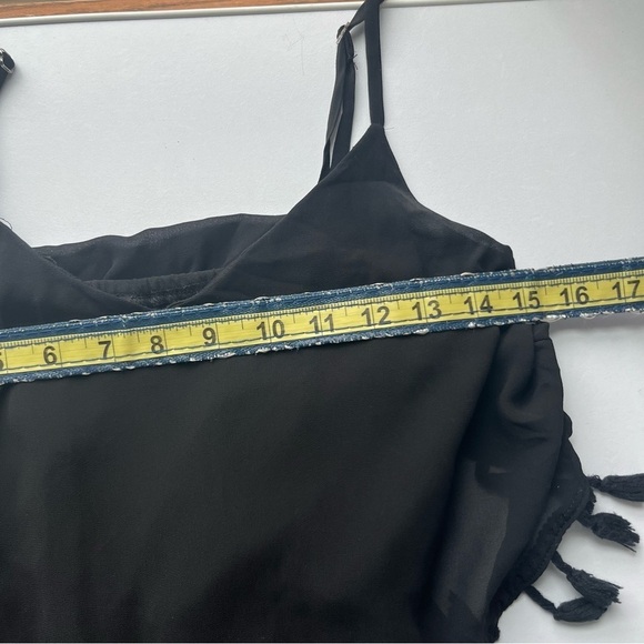 Anthropologie boohoo Bohemian Tassel Hem Dress Black Small - Picture 6 of 9